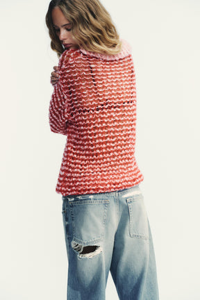 Wool Pointelle Knit Polo