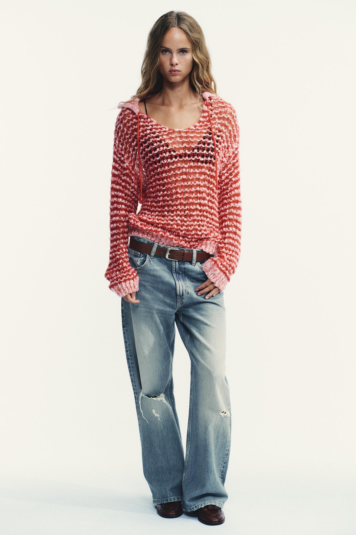 Wool Pointelle Knit Polo