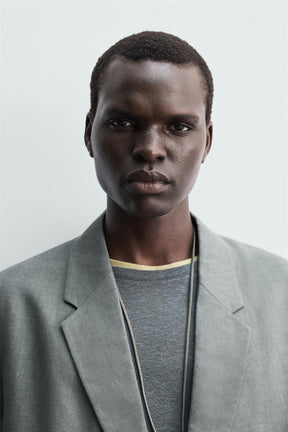 DOUBLE-BREASTED 100% LINEN SUIT BLAZER - Image 5