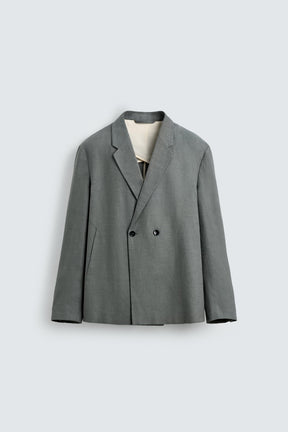 DOUBLE-BREASTED 100% LINEN SUIT BLAZER - Image 8