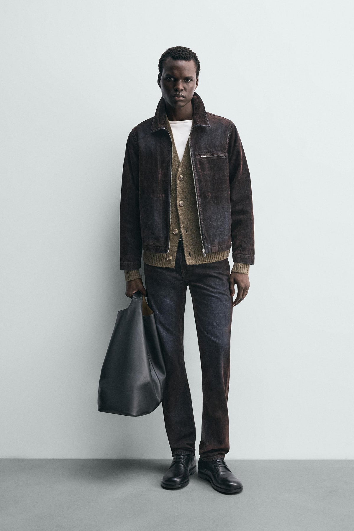 RELAXED FIT FLOCKED VELVET JEANS - Image 1