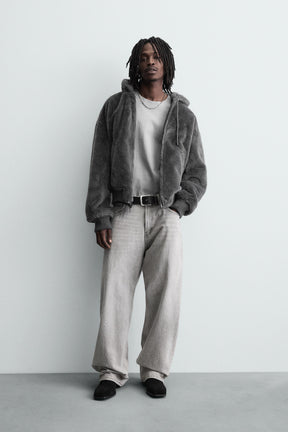 REVERSIBLE FAUX LEATHER BOMBER JACKET - Image 1