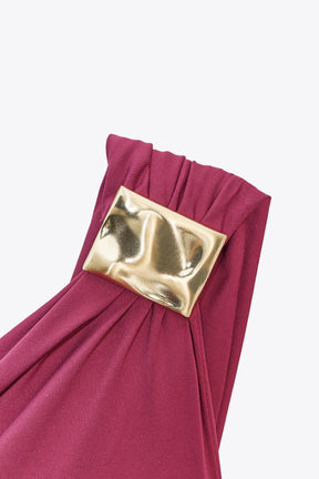 Asymmetric metal appliqué bodysuit