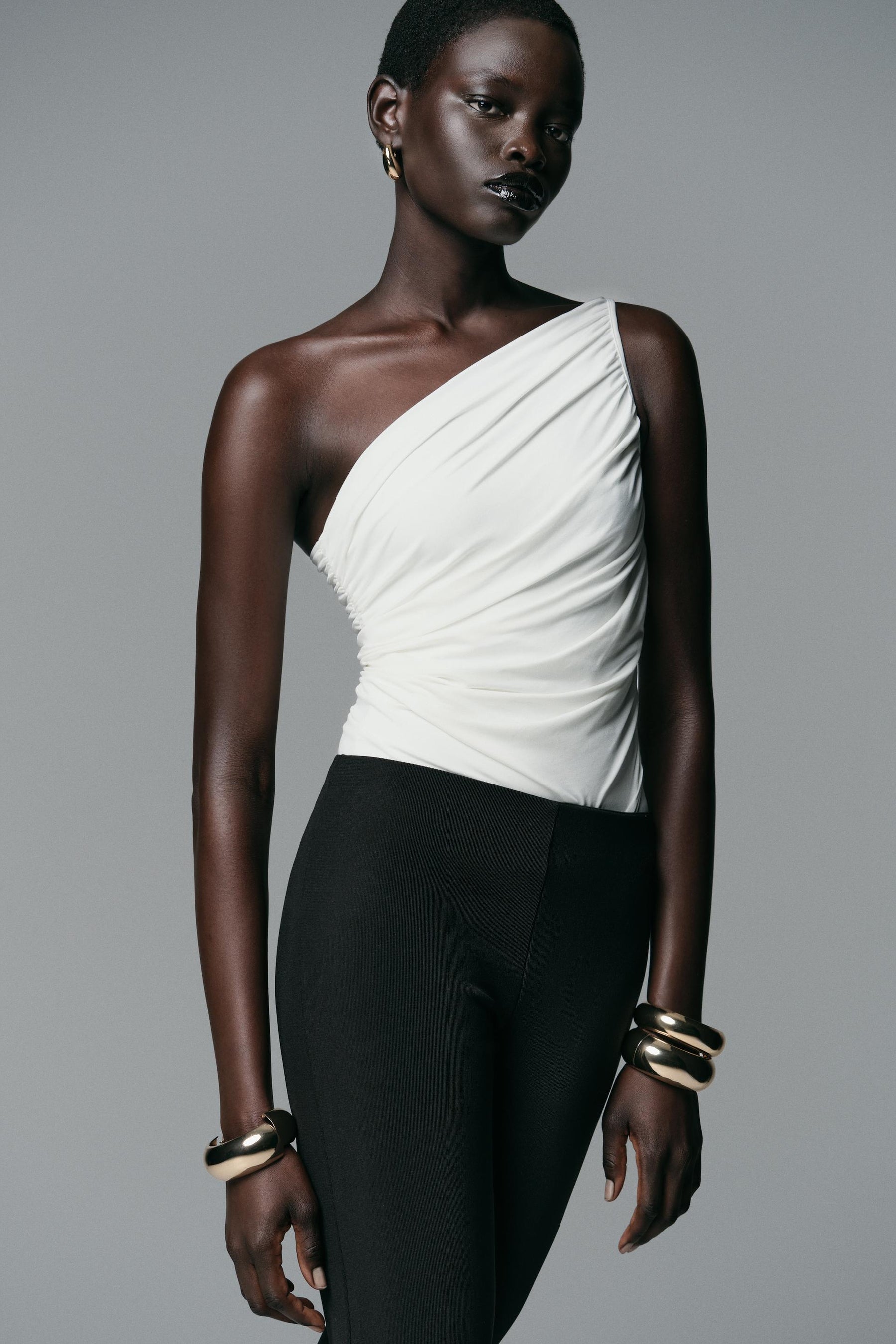 Asymmetric Draped Bodysuit