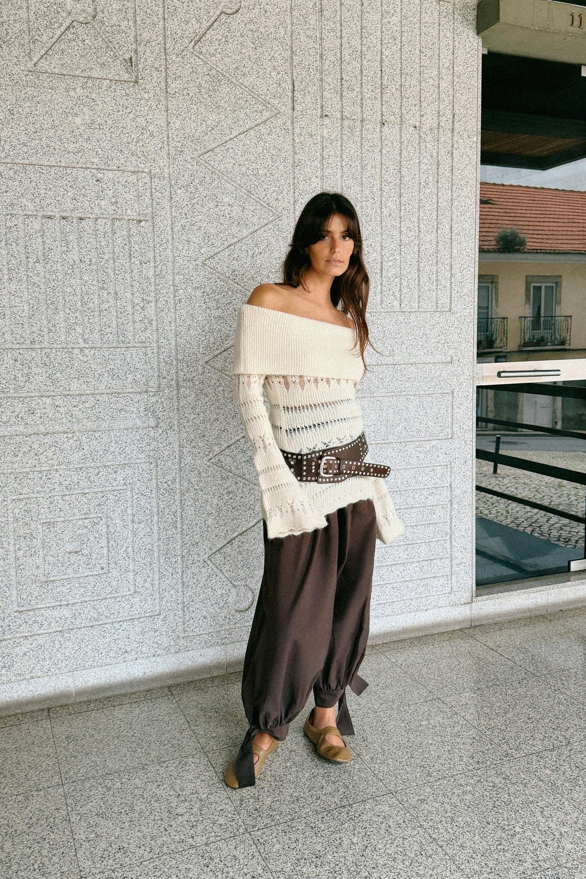 OPENWORK OFF-THE-SHOULDER JUMPER - Image 1