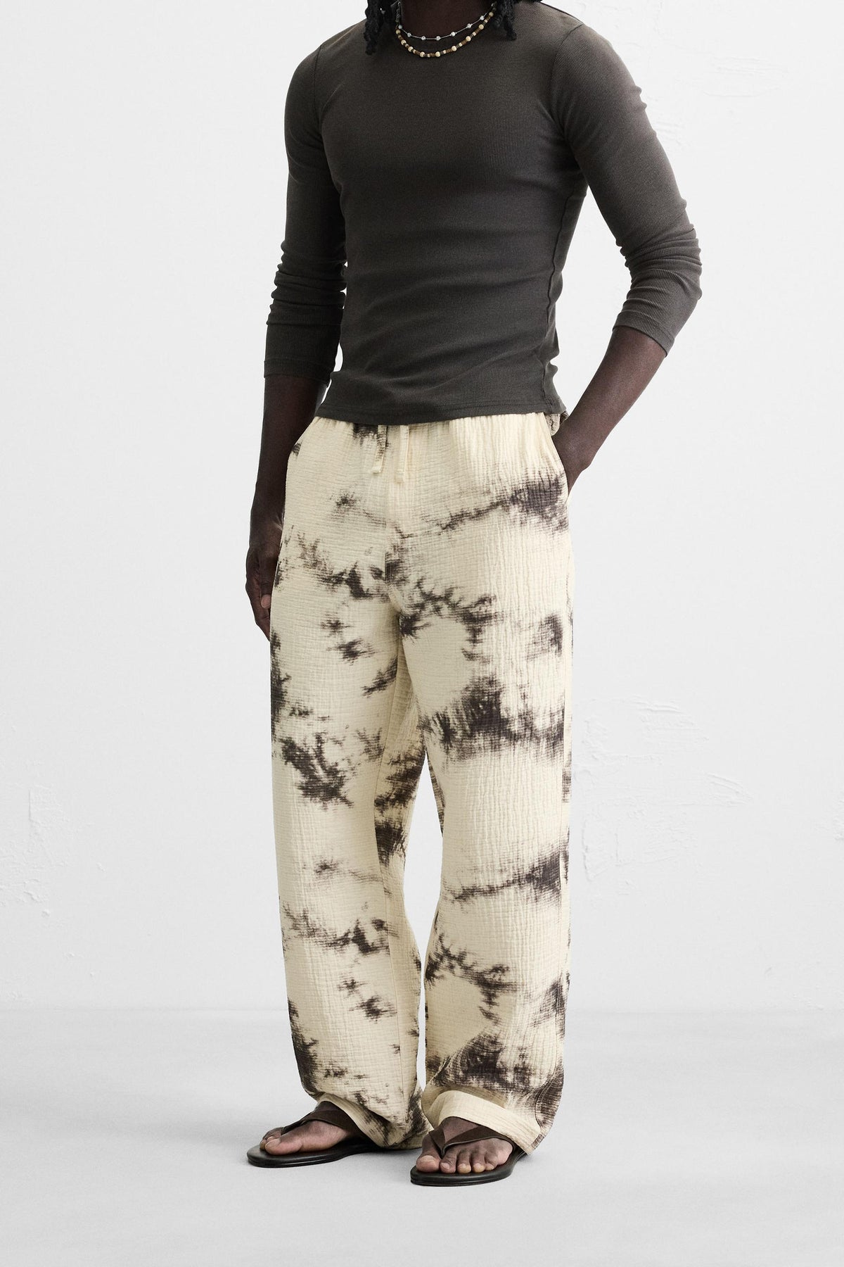 TIE DYE PRINTED TEXTURED TROUSERS - Image 2