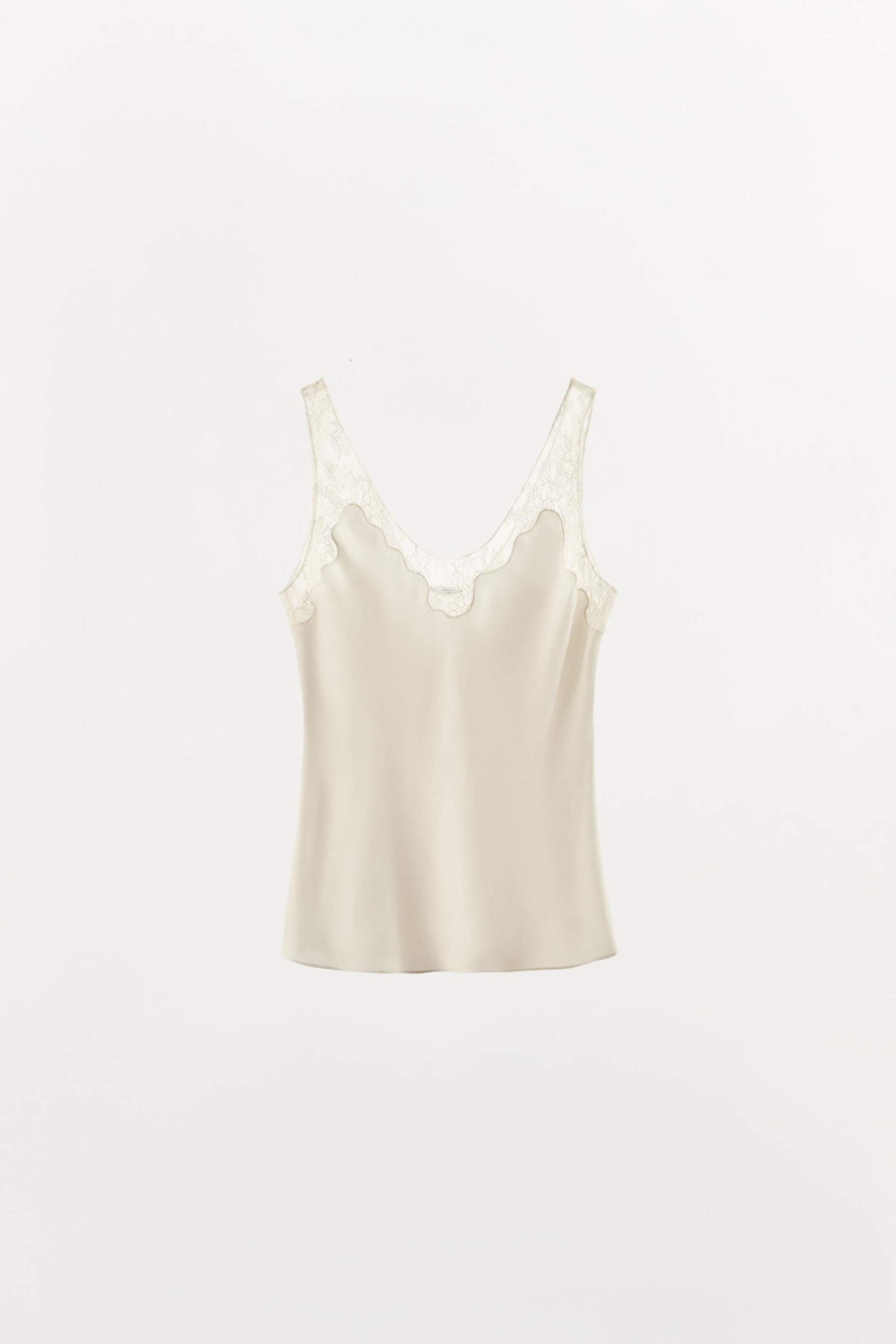 Satin Lace-Trim Camisole Top