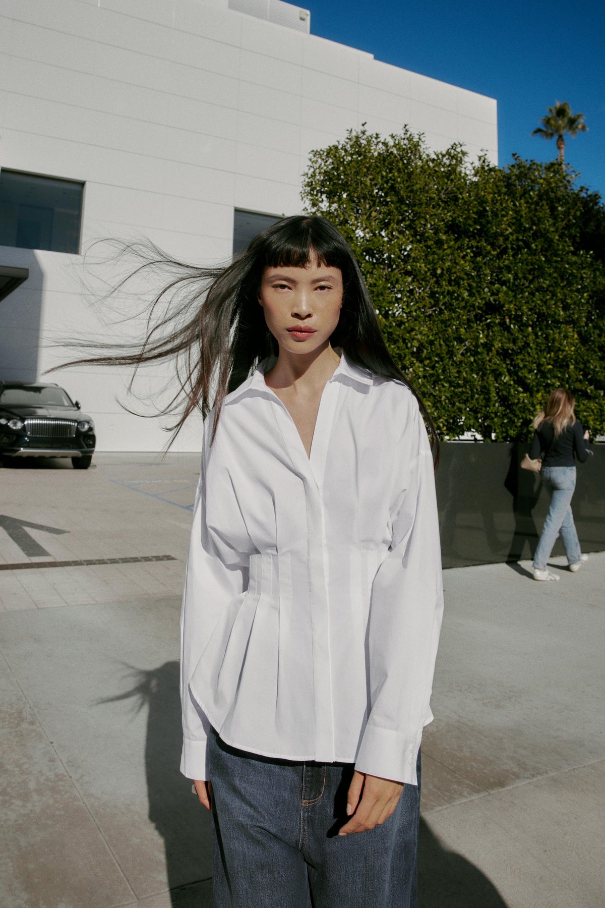 Pleated Poplin Shirt