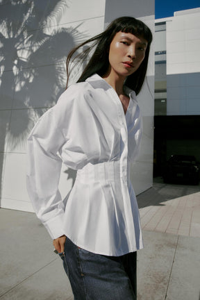 Pleated Poplin Shirt