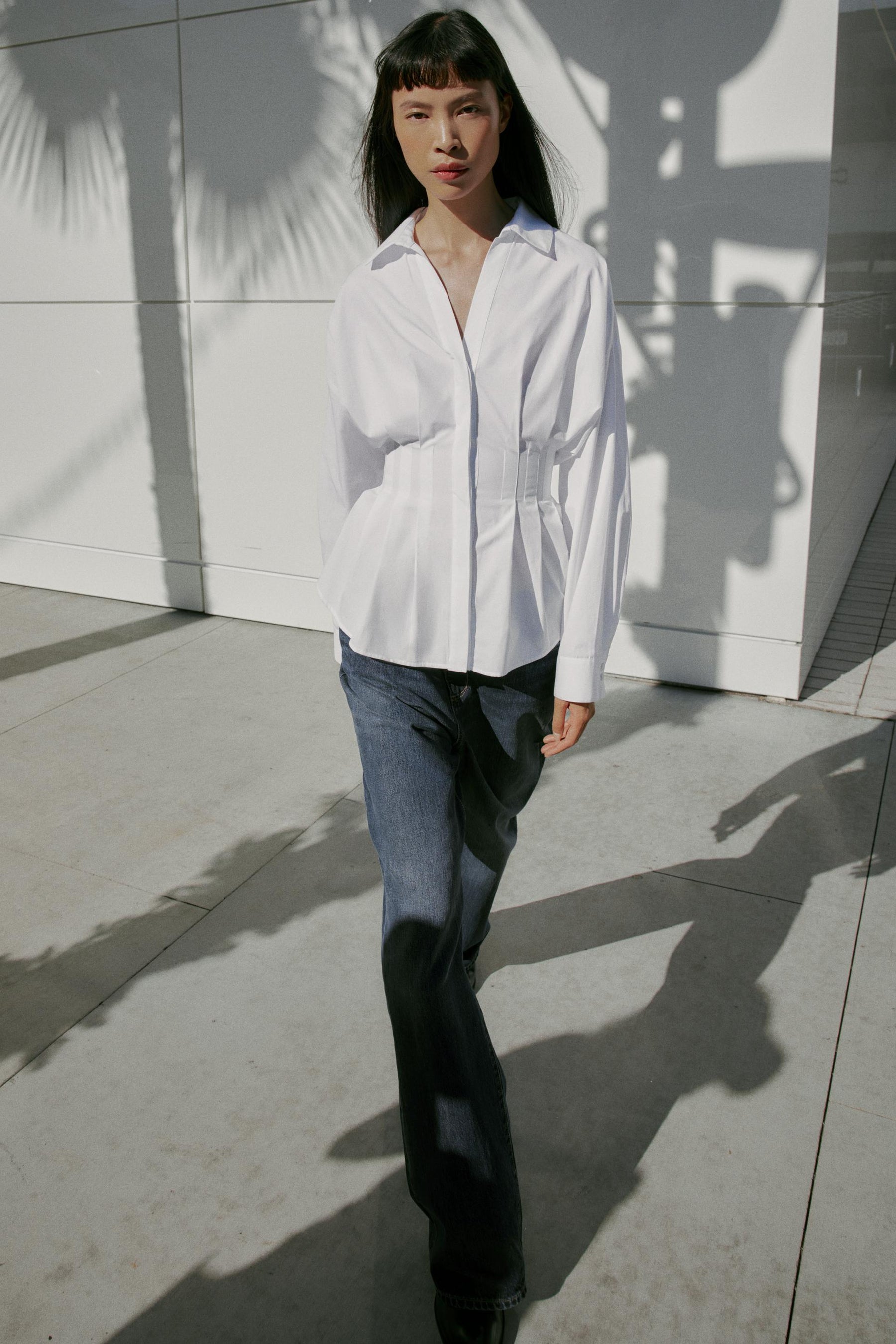 Pleated Poplin Shirt