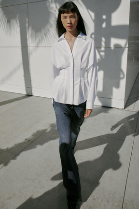 Pleated Poplin Shirt