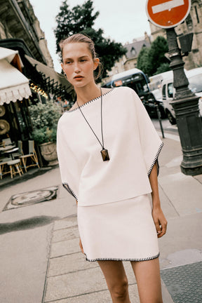 CONTRAST EMBROIDERY KNIT SKIRT - Image 5