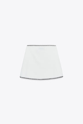 CONTRAST EMBROIDERY KNIT SKIRT - Image 7