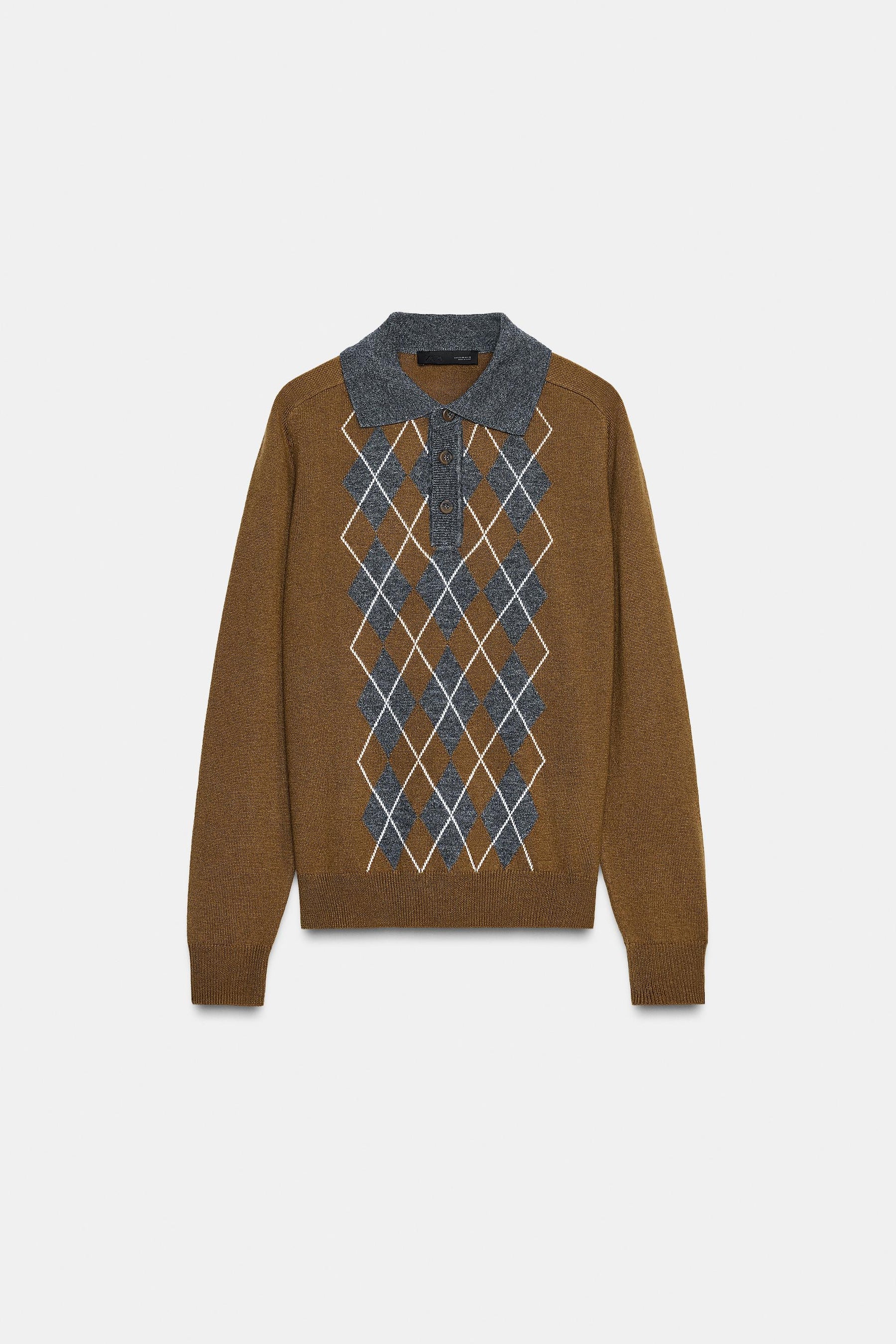 Argyle Knit Polo Shirt