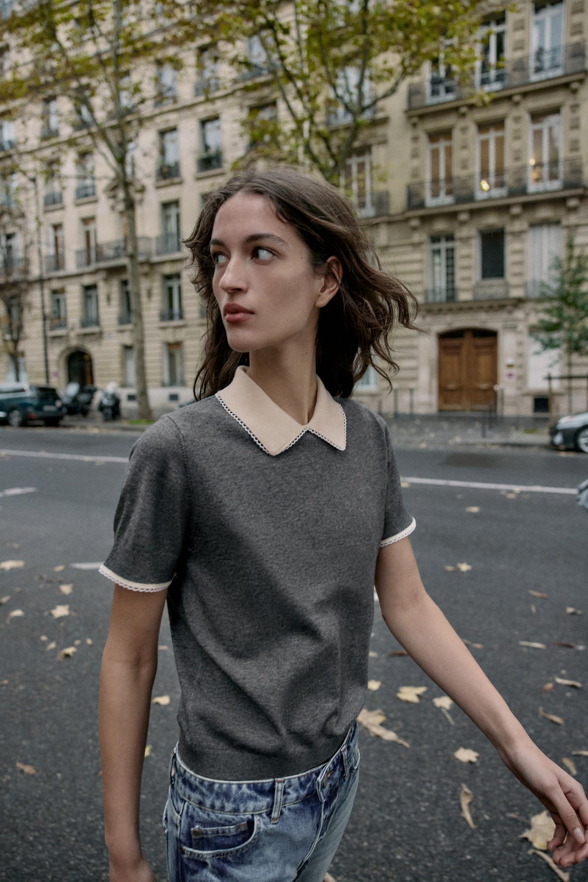 LACE-TRIMMED POLO SHIRT