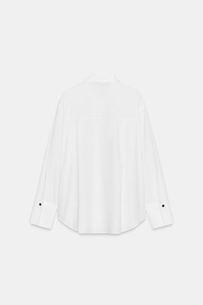 Beaded Placket Poplin Shirt