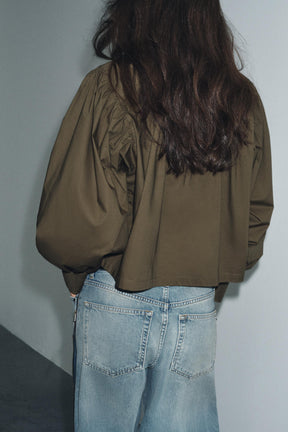 Puff Sleeve Poplin Shirt