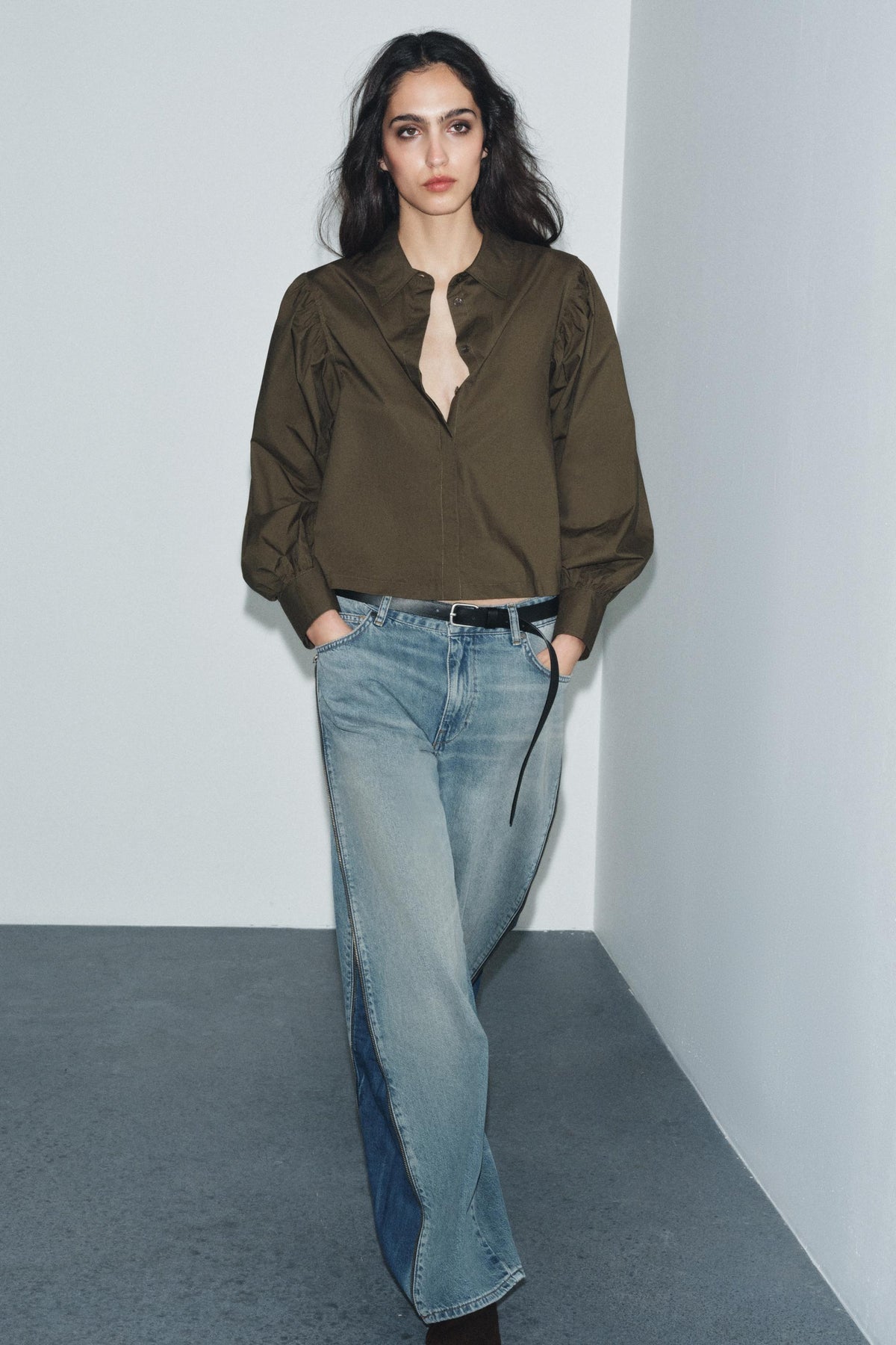 Puff Sleeve Poplin Shirt