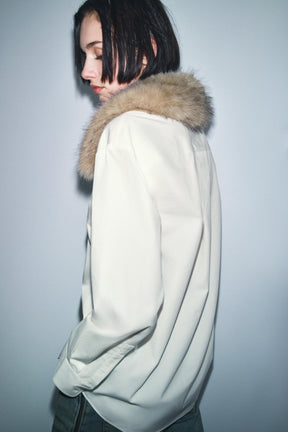 Poplin Shirt with Fur