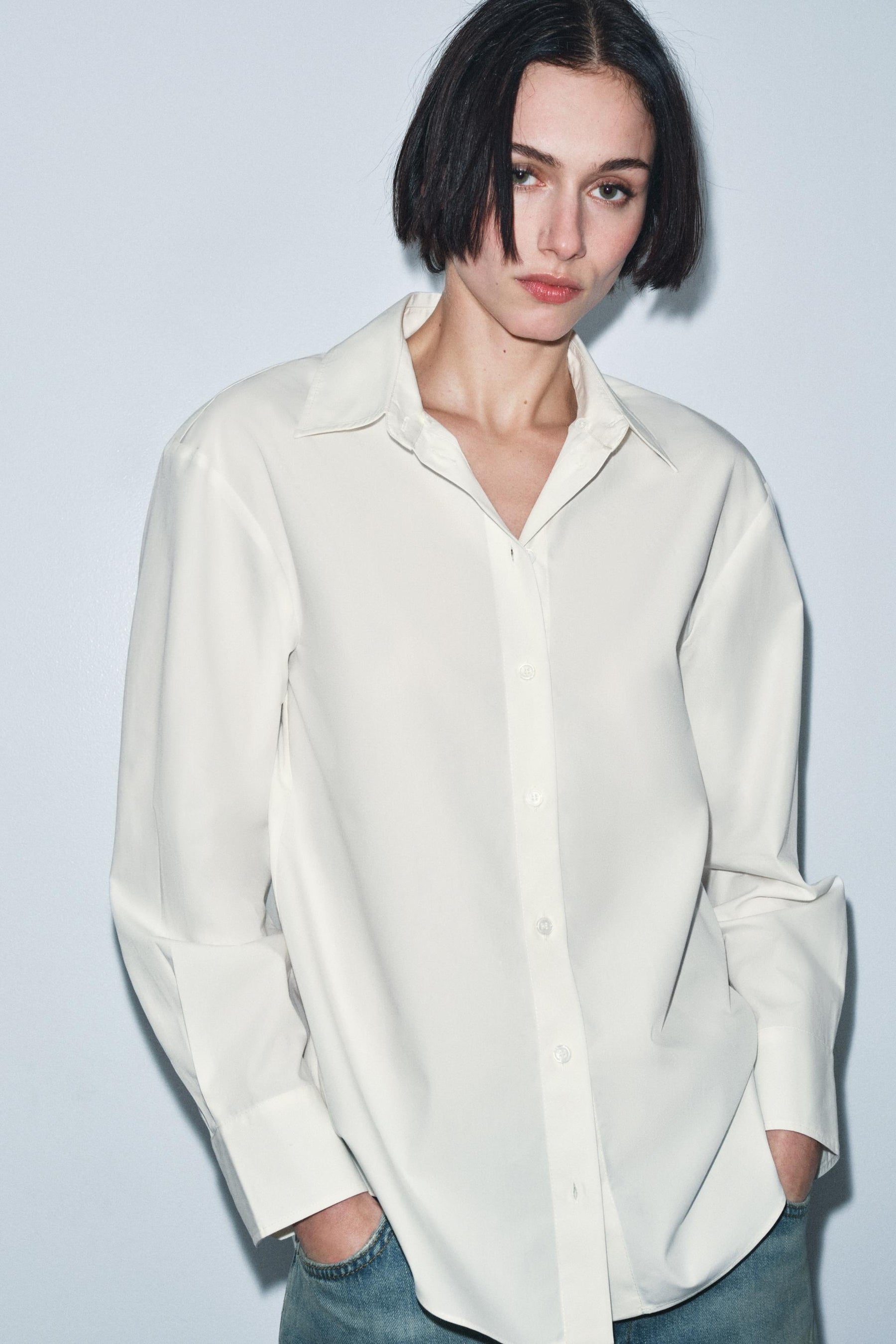 Poplin Shirt with Fur