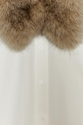 Poplin Shirt with Fur