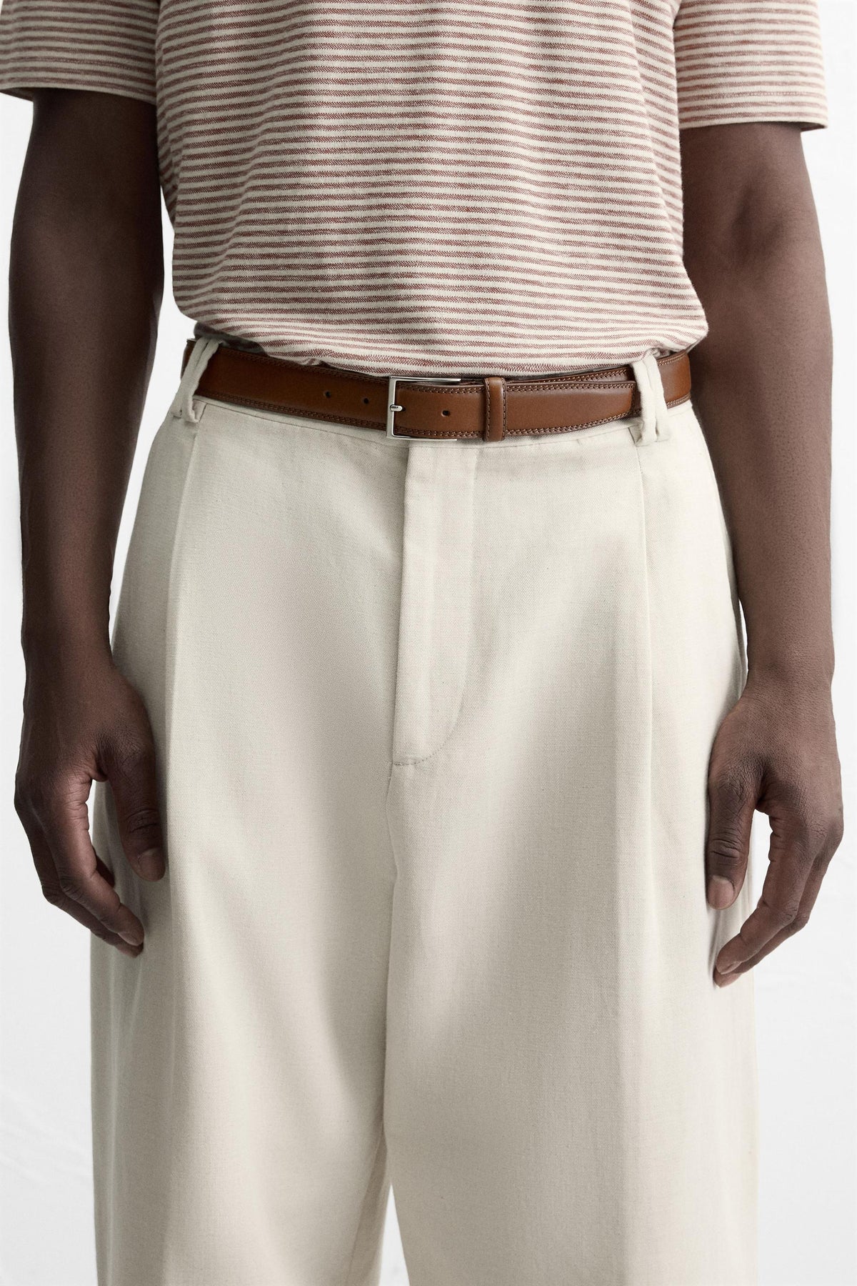 STITCHED LEATHER BELT - Image 1