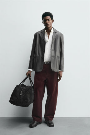 FLOCKED WIDE-LEG TROUSERS - Image 1