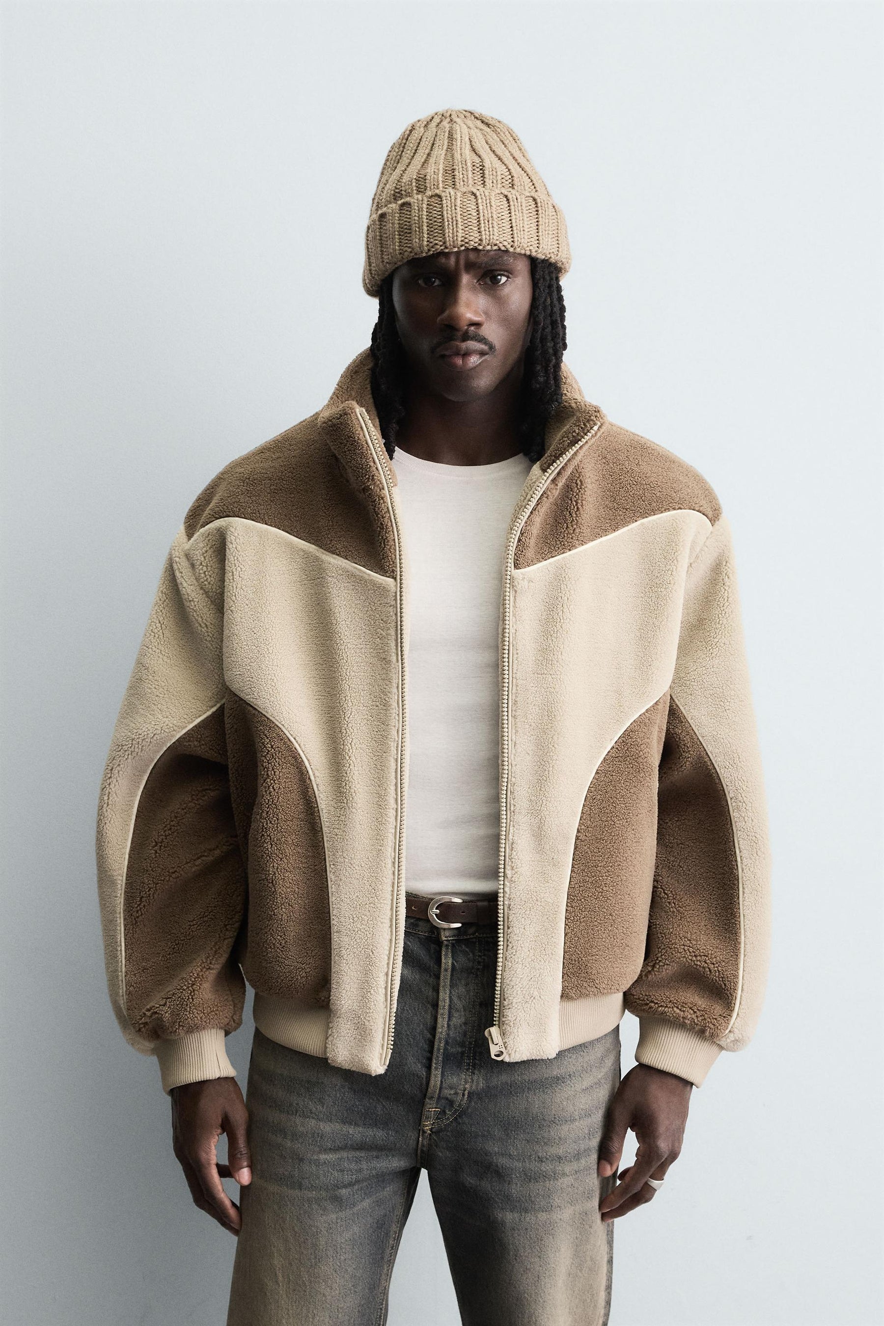 FAUX SHEARLING JACKET WITH CONTRAST TRIMS - Image 2