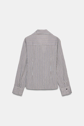 STRIPED BOW WRAP SHIRT