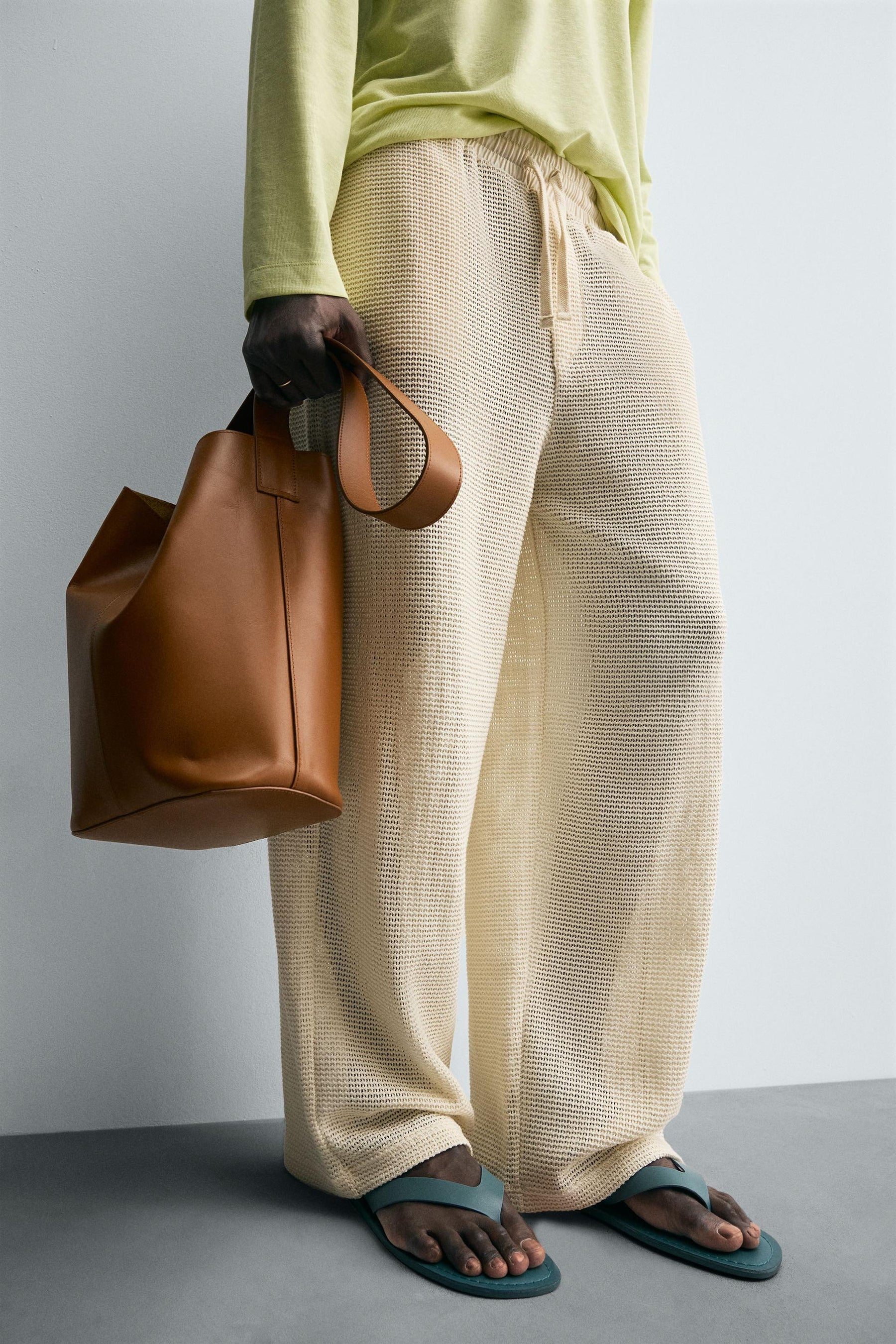 RELAXED FIT OPEN WEAVE TROUSERS - Image 5