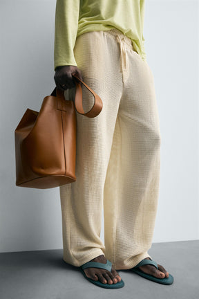 RELAXED FIT OPEN WEAVE TROUSERS - Image 5