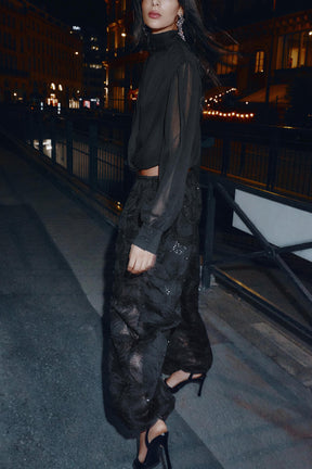 SEMI-SHEER DRAPED SHIRT