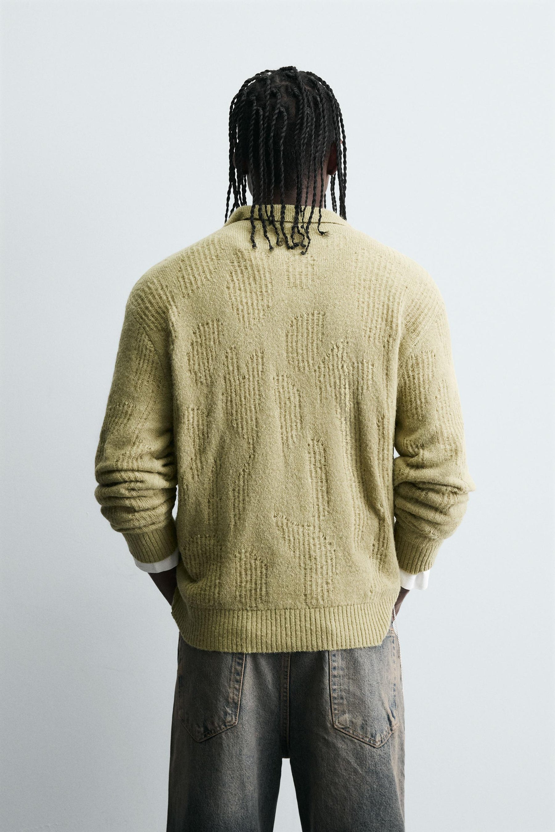 KNIT OPEN-WORK POLO SHIRT - Image 3
