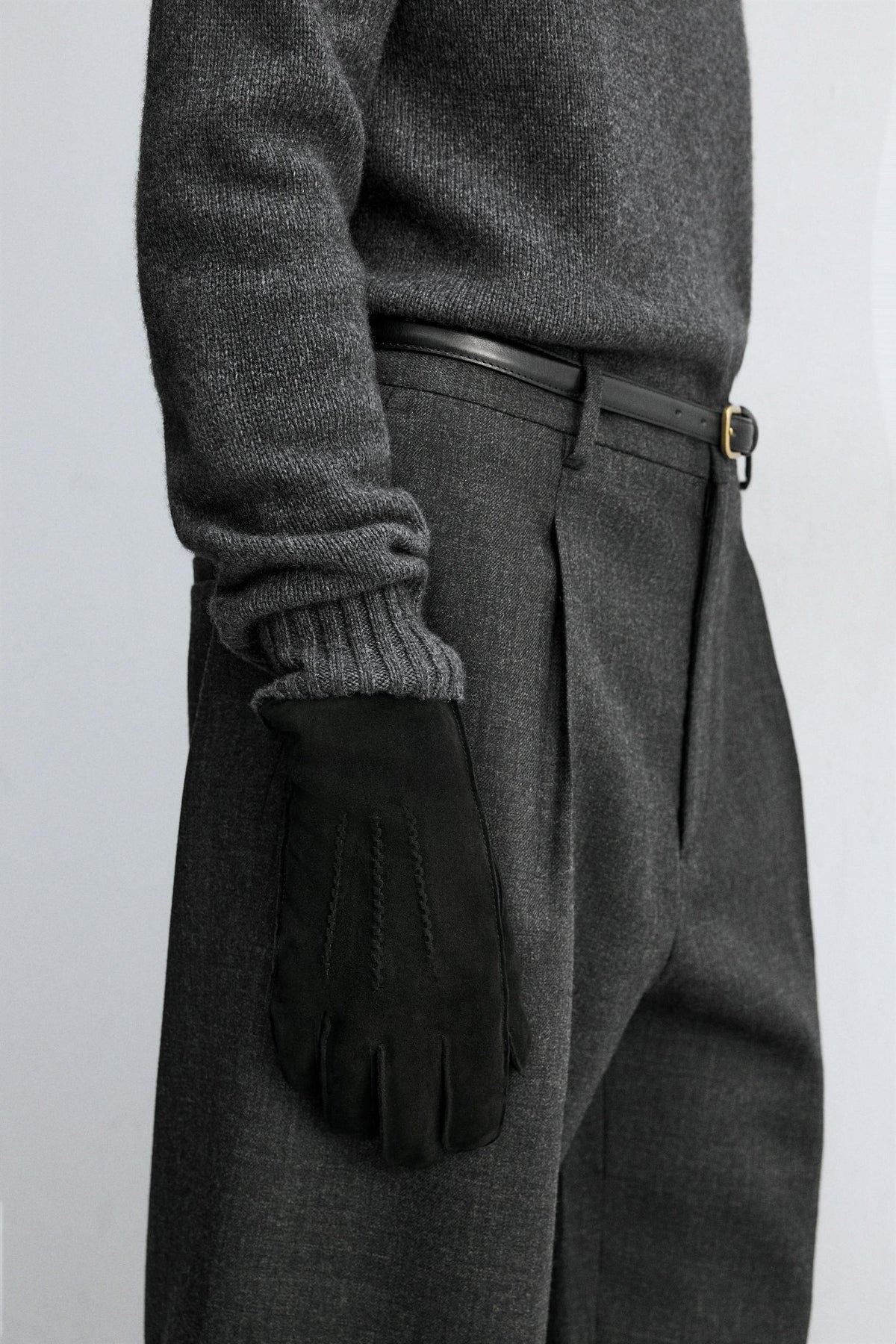 CONTRAST LEATHER GLOVES - Image 1