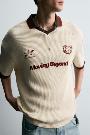 RETRO FOOTBALL TEXTURED POLO SHIRT - Image 5