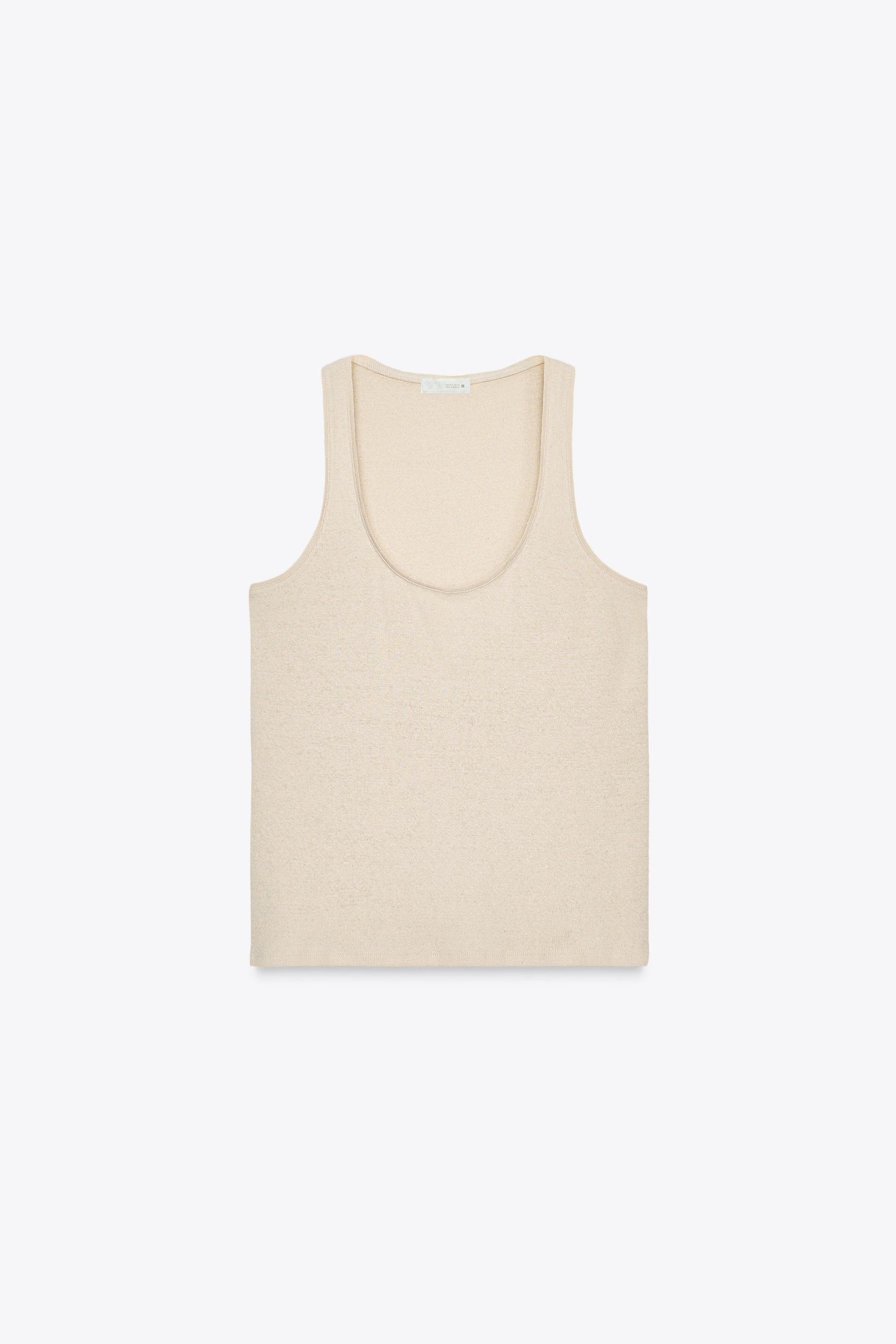Linen-cotton strappy top.