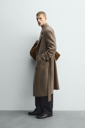 DOUBLE-BREASTED WOOL BLEND COAT WITH BELT - Image 4