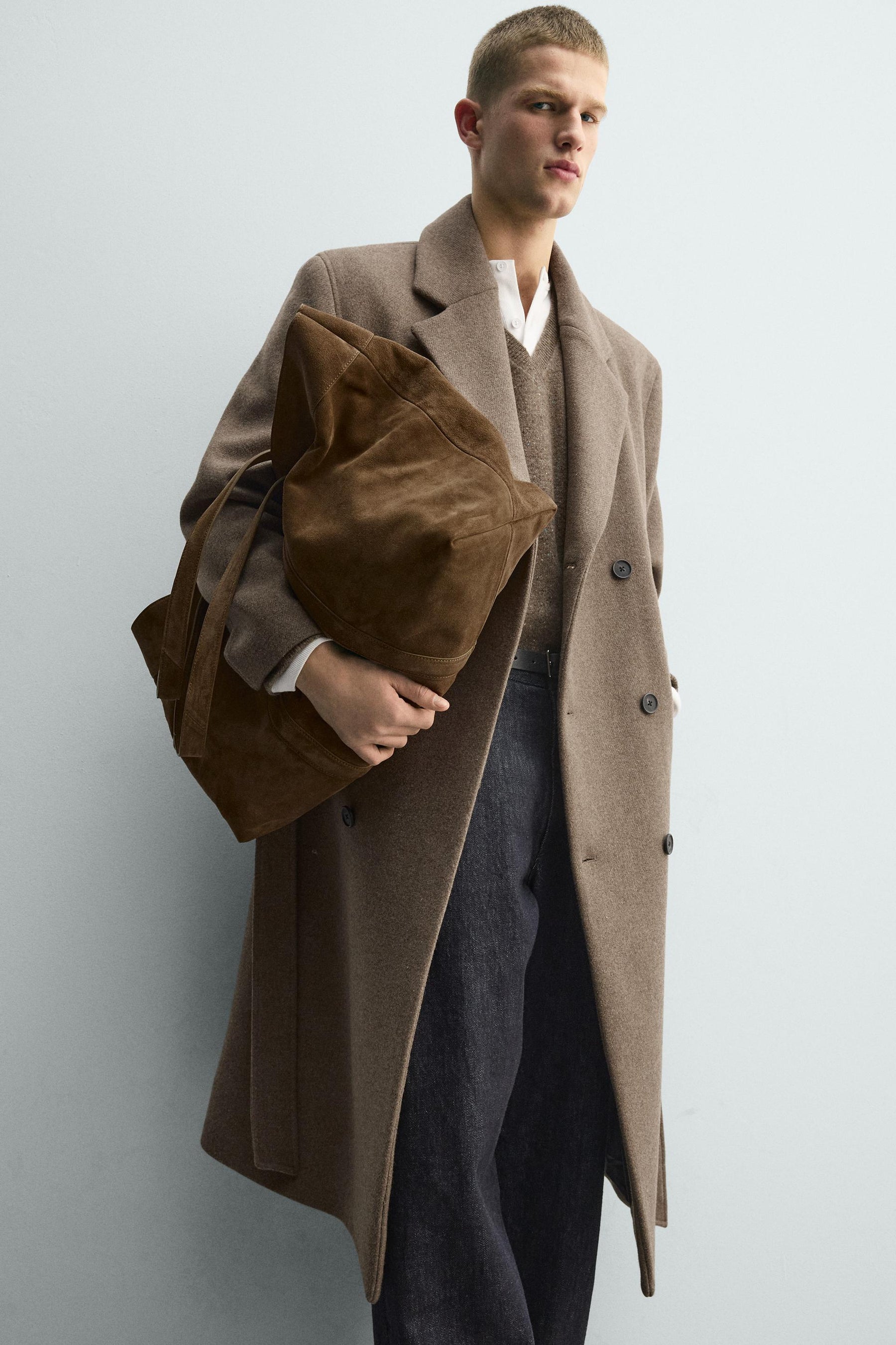 DOUBLE-BREASTED WOOL BLEND COAT WITH BELT - Image 5
