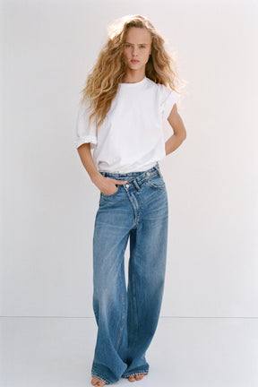 Wide-Leg Crossover Jeans