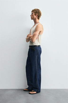 EMBROIDERED STRIPE JEANS - Image 4