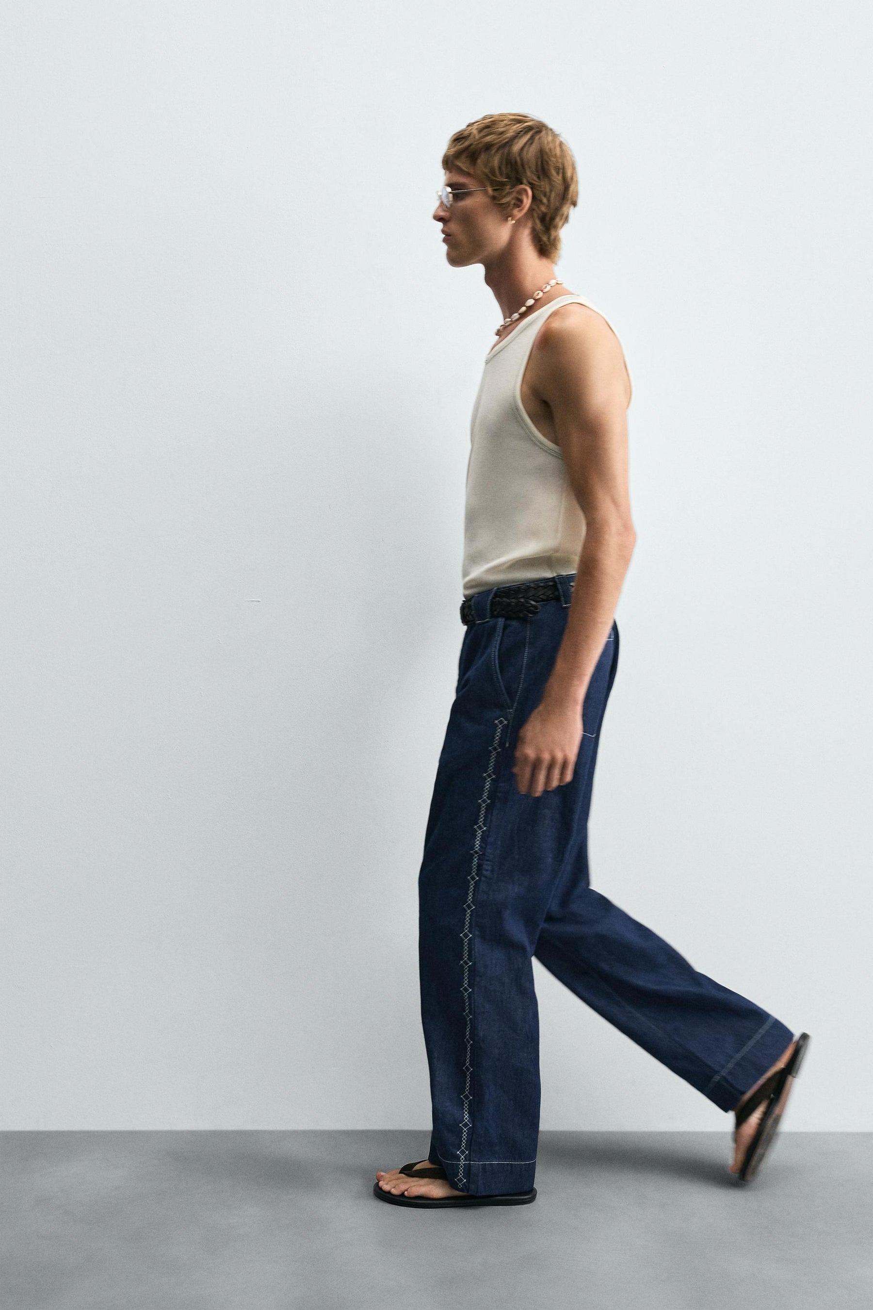 EMBROIDERED STRIPE JEANS - Image 5