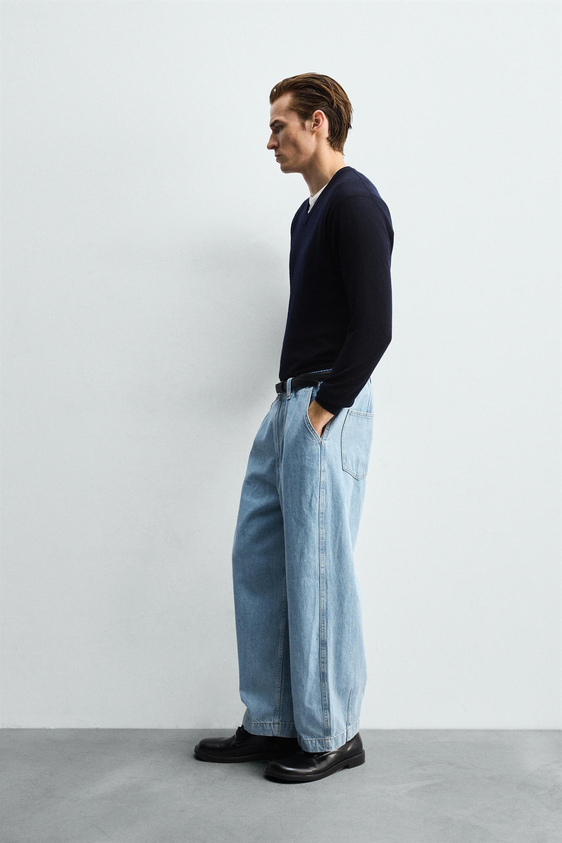 WIDE-LEG PLEATED DENIM CHINO TROUSERS - Image 4