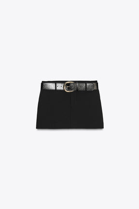 Low-Rise Skort with Belt