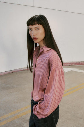 STRIPED SATIN SHIRT