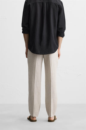 100% LINEN PLEATED TROUSERS - Image 3