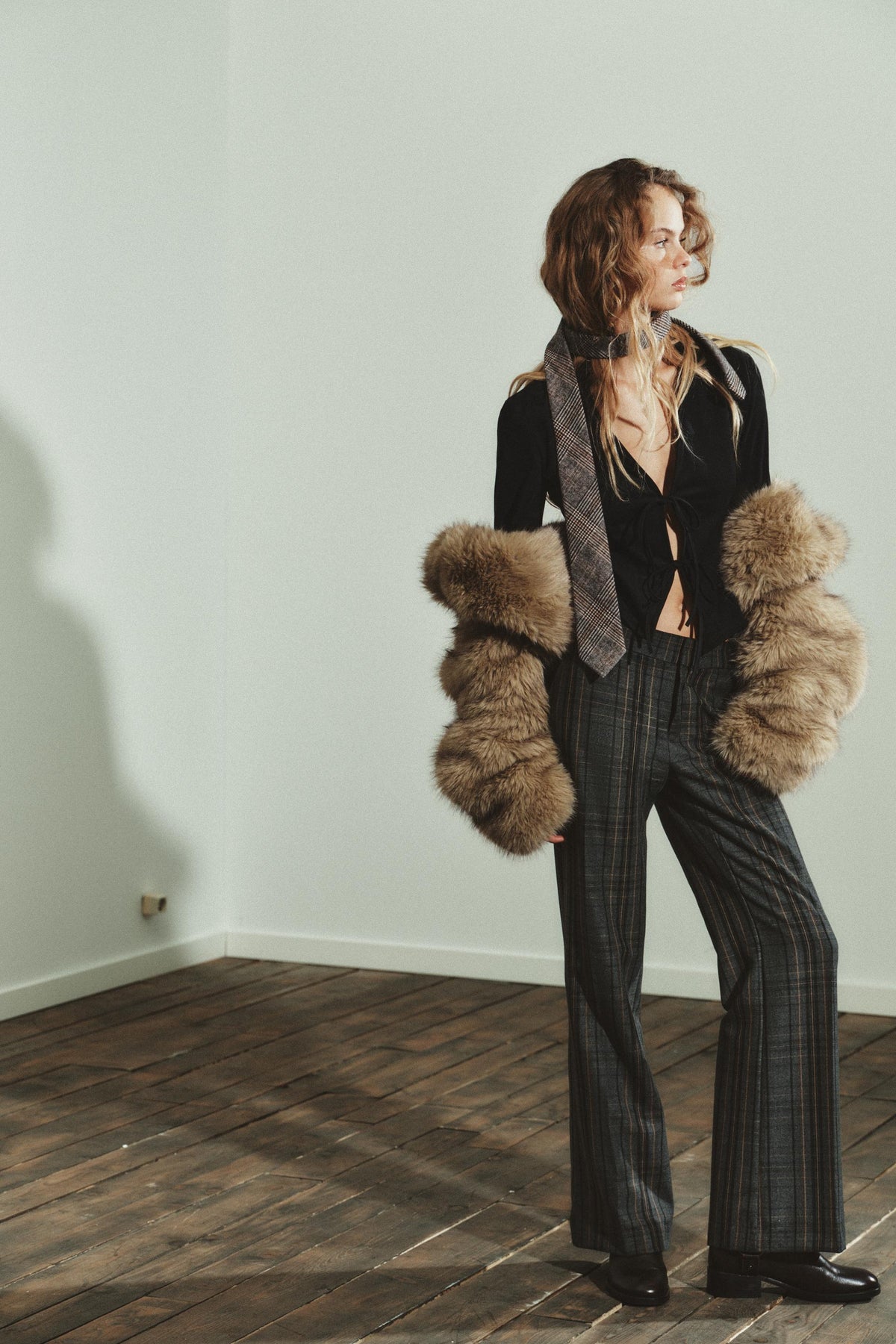 FAUX SUEDE SHIRT WITH