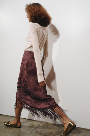 FRINGED EMBROIDERED SARONG SKIRT