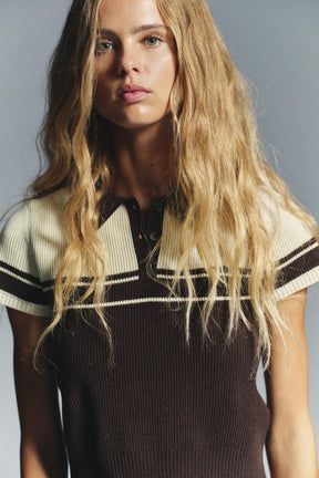 Rib Knit Polo Shirt