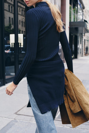 Ribbed Knit Polo Shirt