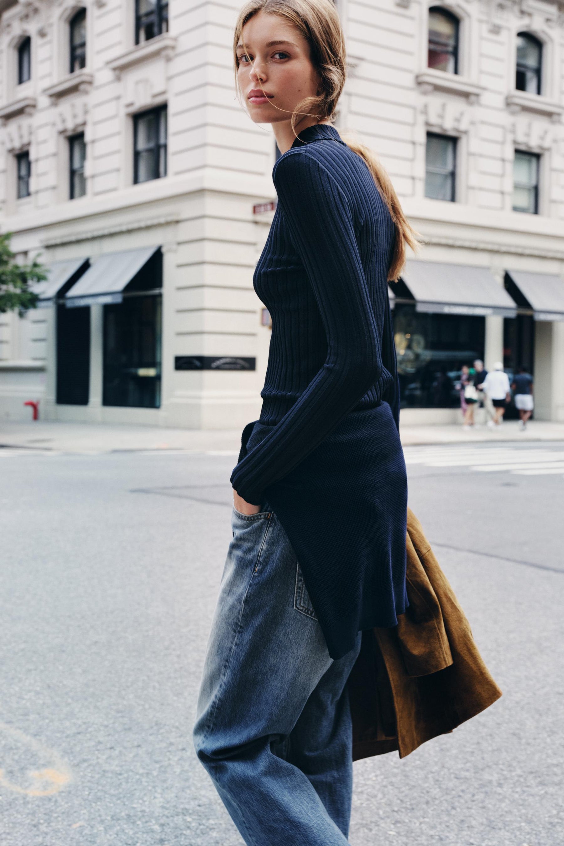 Ribbed Knit Polo Shirt